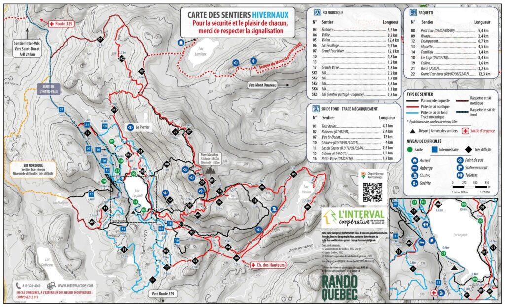Carte de sentiers hivernaux