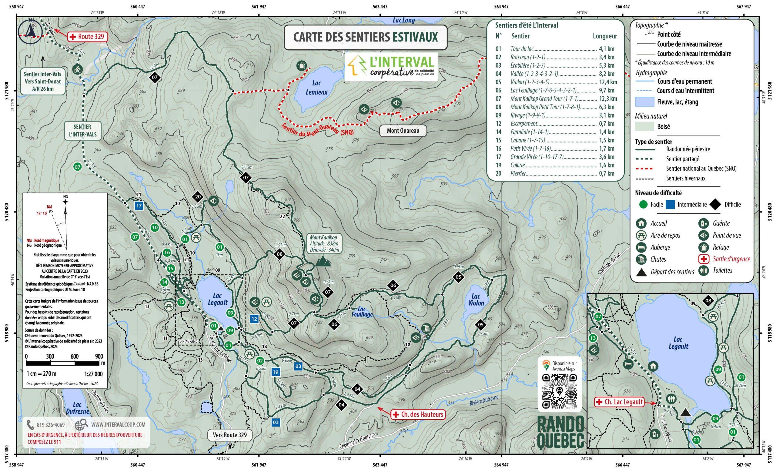 Carte des sentiers estivaux