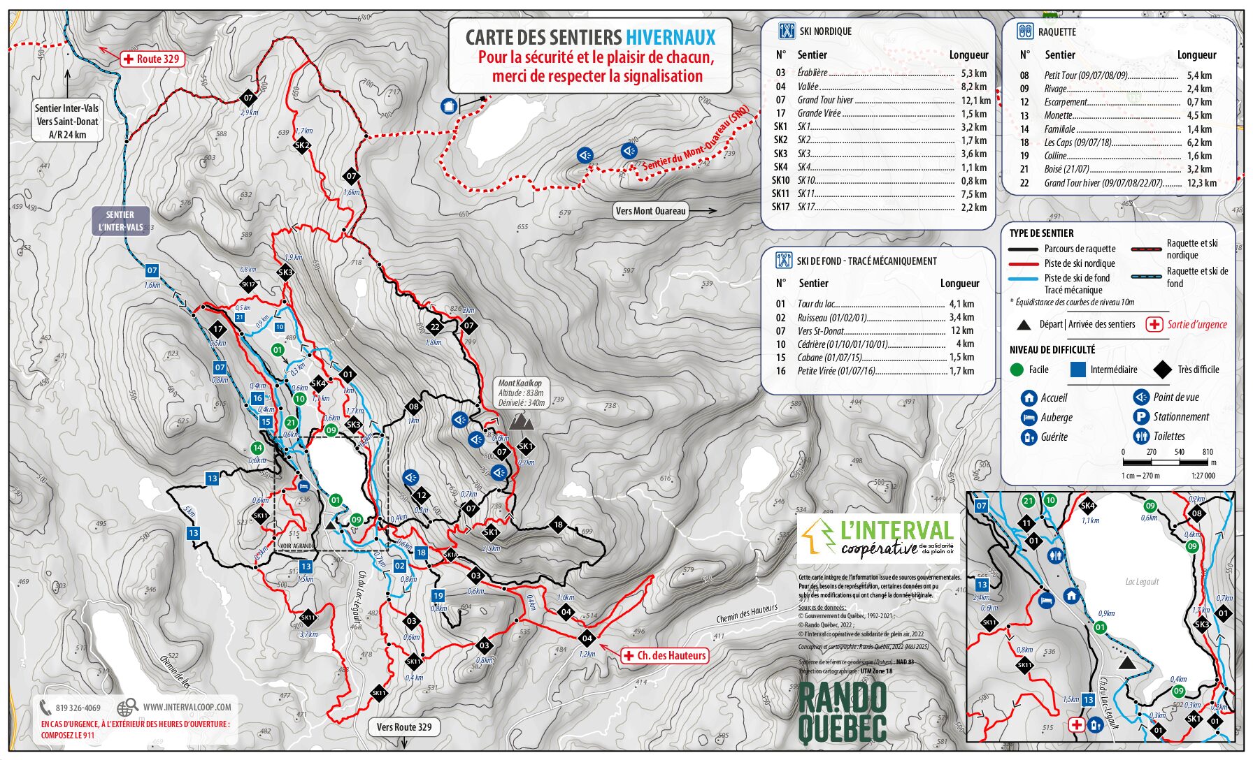 Carte de sentiers hivernaux